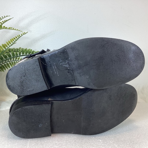 GIUSEPPE ZANOTTI BLACK LEATHER MOTO COMBAT BOOTS ZIPPERS STRAPS EUR 38 US 8 - Picture 14 of 14